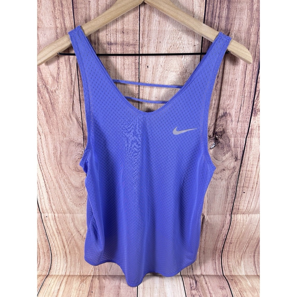 Nike DriFit Women Tank Top XS Mesh Blue Breathable Vneck XSMALL